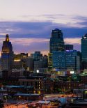 Kansas City at the start of sunset