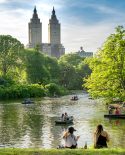 A view of a lake in Central Park, New York
