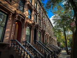 Row of terraced houses in Brooklyn, New York